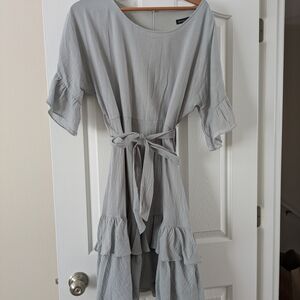 Gray Ruffle Hem Dress